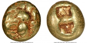 IONIA. Ephesus. Ca. 600-550 BC. EL third-stater or trite (12mm, 4.66 gm). NGC Choice Fine 4/5 - 4/5. 'Primitive' bee, viewed from above / Two incuse s...