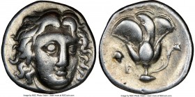 CARIAN ISLANDS. Rhodes. Ca. 305-275 BC. AR didrachm (19mm, 12h). NGC Choice Fine. Head of Helios facing, turned slightly right, hair parted in center ...