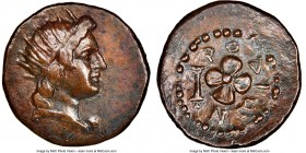 CARIAN ISLANDS. Rhodes. Ca. 40-25 BC. AE (19mm, 8h). NGC Choice VF, smoothing. Radiate head of Helios right / POΔWN, rose in full bloom seen from abov...