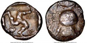 PAMPHYLIA. Aspendus. Ca. 465-430 BC. AR obol (10mm, 4h). NGC Choice VF. Urn / FΣ, triskeles counterclockwise; turtle in top left field. Cf. SNG France...