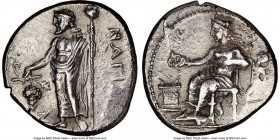 CILICIA. Nagidus. Ca. 400-350 BC. AR stater (23mm, 4h). NGC Choice XF. Aphrodite, wearing turreted crown, seated left, holding phiale in right hand ov...