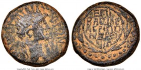 JUDAEA. Neronias (Caesarea Paneas). Agrippa II (AD 49-95). AE quarter denomination (14mm, 11h). NGC VF. NEPΩN-KAICAP, laureate head of Nero right / EΠ...