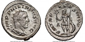 Philip I (AD 244-249). AR antoninianus (24mm, 7h). NGC AU. Rome, 1st officina, AD 248. IMP PHILIPPVS AVG, radiate, draped and cuirassed bust of Philip...