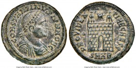 Constantine II, as Caesar (AD 337-340). AE3 or BI nummus (18mm, 11h). NGC AU, scratches. Heraclea, 2nd officina, AD 327-329. CONSTANTINVS IVN NOB C, l...