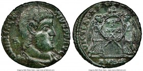 Magnentius (AD 350-353). AE2 or BI centenionalis (21mm, 7h). NGC AU. Ambianum (Amiens), AD 351-352. D N MAGNEN-TIVS P F AVG, bare headed, draped and c...