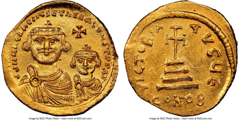 Heraclius (AD 610-641), and Heraclius Constantine. AV solidus (21mm, 4.51 gm, 7h...