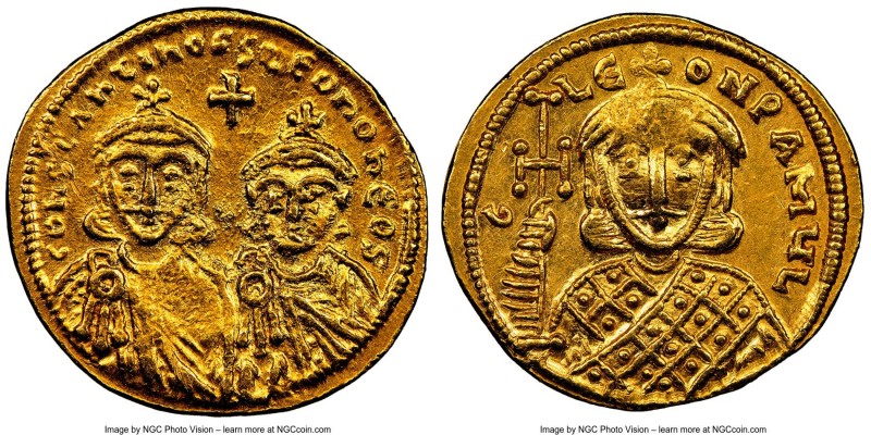 Constantine V Copronymus (AD 740/1-775), with Leo IV. AV solidus (21mm, 4.43 gm,...