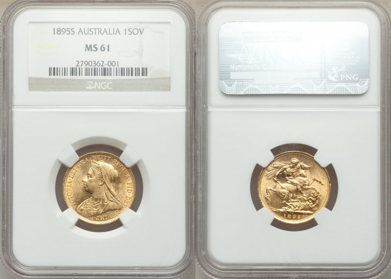 Victoria gold Sovereign 1895-S MS61 NGC, Sydney mint, KM13. AGW 0.2355 oz. 

H...