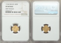 João V gold 400 Reis 1734-R XF Details (Obverse Tooled) NGC, Rio de Janeiro mint, KM152. Last year of four year type. 

HID09801242017

© 2020 Her...