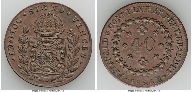 Pedro I 40 Reis 1826-R UNC (Light Residue), Rio de Janeiro mint, KM363.1. 35mm. ...