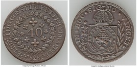 Pedro I 40 Reis 1828-C AU (Cleaned), Cuiaba mint, KM364.1. 30mm. 7.14gm. Showed evidence of heavy die rust. From the Dresden Collection

HID09801242...