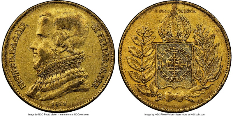 Pedro II gold 20000 Reis 1849 XF40 NGC, Rio de Janeiro mint, KM461. AGW 0.5286 o...