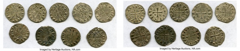 Principality of Antioch 9-Piece Lot of Uncertified Bohemond Era "Helmet" Deniers...