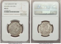 Pair of Certified Assorted Minors MS63 NGC, 1) Bavaria. Maximilian III Joseph 20 Kreuzer 1769, Munich mint, KM528.1 2) Silesia. Friedrich II 3 Kreuzer...
