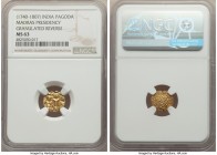 British India. Madras Presidency gold Pagoda ND (1740-1807) MS63 NGC, Fort St. George mint, KM304. Granulated reverse. 

HID09801242017

© 2020 He...