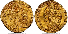 Venice. Antonio Venier gold Ducat ND (1382-1400) MS62 NGC, Fr-1229. 3.52gm. ANTO' VЄNЄRIO DVX | • S • M • VЄNЄTI, St. Mark standing right, presenting ...