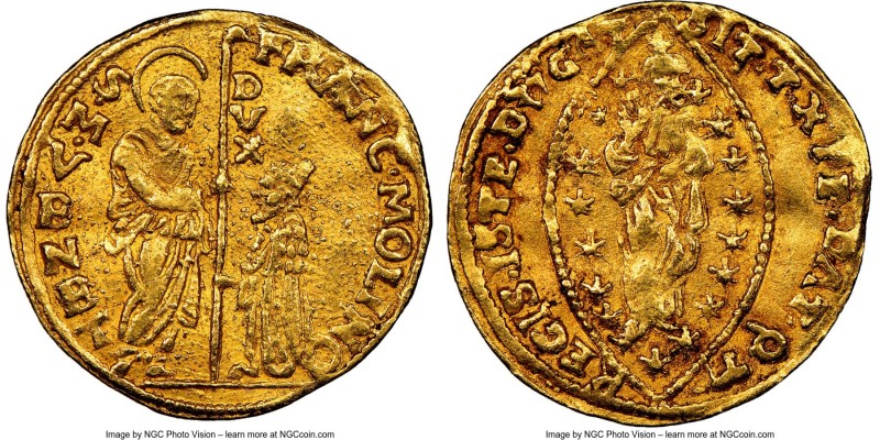 Venice. Francesco Molin gold Zecchino ND (1646-1655) MS62 NGC, KM212, Fr-1318. 3...