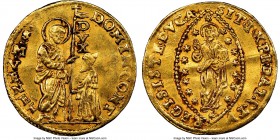 Venice. Domenico Contarini gold Zecchino ND (1659-1675) MS62 NGC, Fr-1332. 3.50gm. DOMIN • CONT | • S • M • VENET / SIT • T • XPE • DAT • Q • TV | REG...