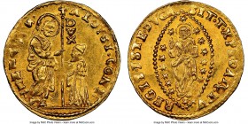 Venice. Alvise Contarini gold Zecchino ND (1676-1684) MS64 NGC, KM363. 3.50gm. ALOYSI • CONT | • S | • M | • V | E | N | E | T / SIT • T • XPE • DAT •...