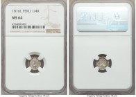 Ferdinand VII 1/4 Real 1816-L MS64 NGC, Lima mint, KM108. 

HID09801242017

© 2020 Heritage Auctions | All Rights Reserved