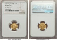 Charles III gold 1/2 Escudo 1761 M-JP AU Details (Cleaned) NGC, Madrid mint, KM389.1. Sold with old CNG Electronic auction tag. 

HID09801242017

...