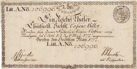 Altdeutsche Staaten und Länderbanken bis 1871 Sachsen
Kurfürstlich Sächsische Cassen-Billets 1 Reichstaler 6.5.1772. Litt. A. Nr. 206996. Commissariu...