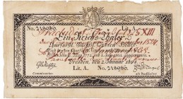 Altdeutsche Staaten und Länderbanken bis 1871 Sachsen
Kurfürstlich Sächsische Cassen-Billets 1 Reichstaler 2.1.1804. Lit. A. Nr. 218986, Commissarius...