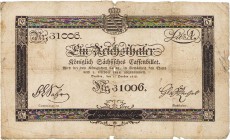 Altdeutsche Staaten und Länderbanken bis 1871 Sachsen
Königlich-Sächsisches Cassenbillett 1 Reichstaler 1.10.1818. Ohne roten Aufdruck. Lit. A. Nr. 3...