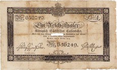 Altdeutsche Staaten und Länderbanken bis 1871 Sachsen
Königlich-Sächsisches Cassenbillett 1 Reichstaler 1.10.1818. Ohne roten Aufdruck. Lit. A. Nr. 6...