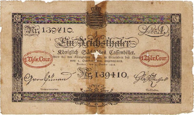 Altdeutsche Staaten und Länderbanken bis 1871 Sachsen
Königlich-Sächsisches Cas...