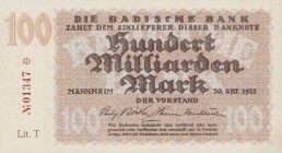 Deutsche Länderbanken ab 1871
Badische Bank 1871-1924 100 Mark 1.1.1907 (fast III), 100 Mark 15.12.1918, 500 Mark 1.8.1922 ohne Serie, 5000 Mark 1.12...