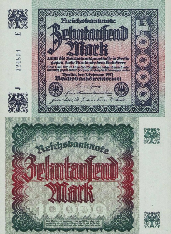Deutsches Reich bis 1945
Geldscheine der Inflation 1919-1924 10.000 Mark 3.2.19...