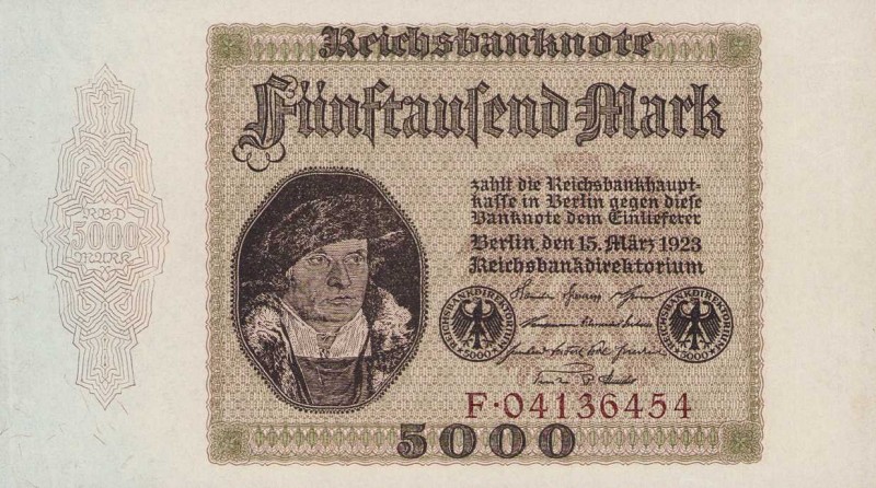 Deutsches Reich bis 1945
Geldscheine der Inflation 1919-1924 5000 Mark 15.3.192...