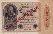 Deutsches Reich bis 1945
Geldscheine der Inflation 1919-1924 1 Milliarde Mark 15.12.1922. Überdruck nur auf der Vorderseite Ro. F 110 a Selten. I-