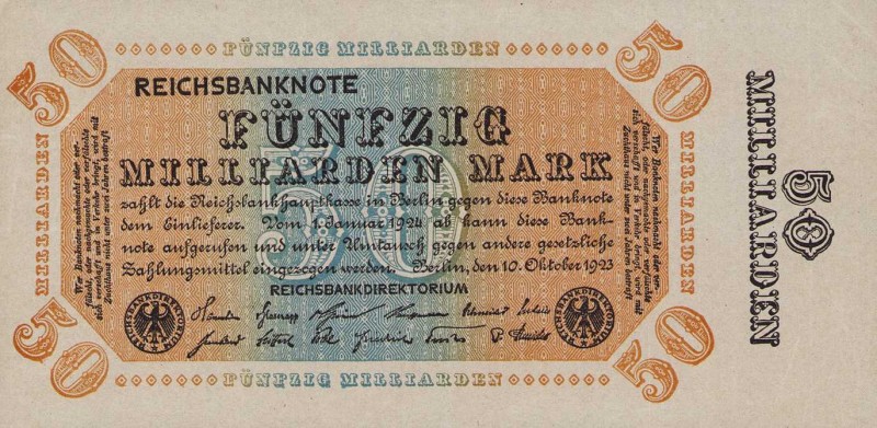 Deutsches Reich bis 1945
Geldscheine der Inflation 1919-1924 50 Milliarden Mark...