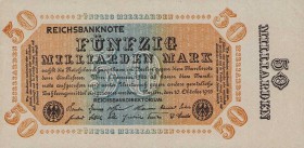 Deutsches Reich bis 1945
Geldscheine der Inflation 1919-1924 50 Milliarden Mark 10.10.1923. Ro. 116 a-i 9 Stück. I und I-