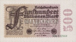 Deutsches Reich bis 1945
Geldscheine der Inflation 1919-1924 500 Millionen Mark 1.9.1923. FZ: R Ro. 109 F1 Sehr selten. I-