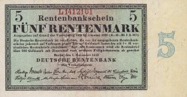 Deutsches Reich bis 1945
Deutsche Rentenbank 1923-1937 5 Rentenmark 1.11.1923. Serie L Ro. 156 b II-