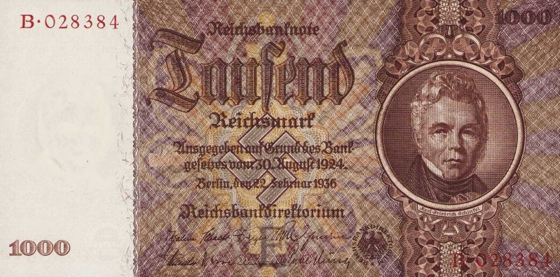 Deutsches Reich bis 1945
Deutsche Reichsbank 1924-1945 1000 Reichsmark 22.2.193...