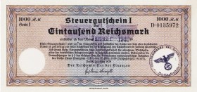 Papiergeldähnliche Wertpapiere und Gutscheine
Steuergutscheine des Reichsministers der Finanzen 1939 1.000 Reichsmark 24.3.1939. Einlösbar bis Januar...