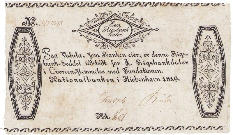 Ausland
Dänemark 1 Rigsbankdaler 1819. WPM A 53 Selten. IV