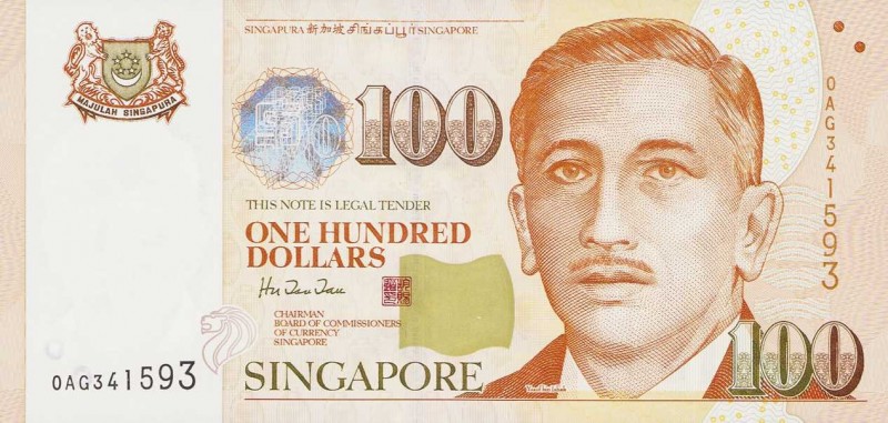 Ausland
Singapore 2, 5, 10, 50 und 100 Dollars (1999) WPM 38-42 5 Stück. I