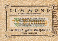 Städte und Gemeinden
Bremen 75 Pfennig o.D. Theo Schmetz, Restaurant "Zum Mond". Dazu Exemplar mit "Ungültig" Grab./Mehl 177.3.b, - 2 Stück. I und I-...
