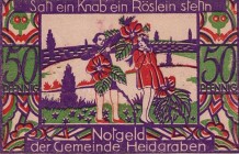 Städte und Gemeinden
Heidgraben (SH) 2x 25, 2x 50 und 2x 75 Pfennig o.D. (1921)-31.1.1922, ohne weißen Rand, mit KN. Gemeinde Grab./Mehl 589 1 a 6 St...