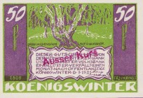 Städte und Gemeinden
Königswinter (NRW) 50 Pfennig 1.11.1921. Verschiedene Ausgaben, mit und ohne Stempel. Königswinter Bank und Honnefer Volksbank G...