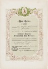 Deutschland
Herne, Steinkohlen-Bergwerk Friedrich der Grosse Kuxschrein über 1/1000 Kuxe 9. August 1889. Sehr dekorative Gestaltung mit Porträt-Vigne...