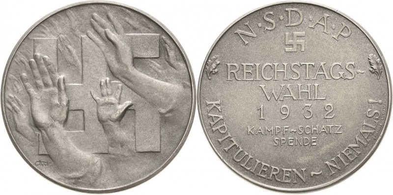 Drittes Reich
 Silbermedaille 1932 (GIW/Lauer) Auf die Reichstagswahl der NSDAP...