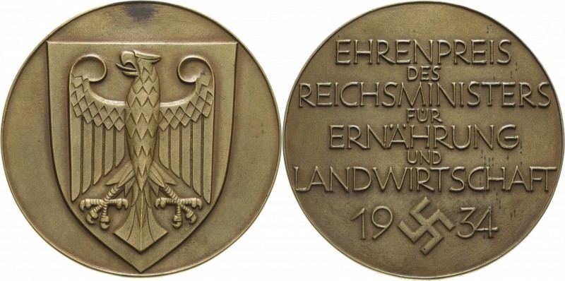 Drittes Reich
 Bronzegussmedaille 1934 (Noack) Ehrenpreis des Reichsministers f...