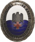 Drittes Reich
 Einseitiges emailliertes Bronzeabzeichen o.J. Deutsches Rotes Kreuz - Wasserrettungsdienst. Rs. Nadel. Punze: GES GESCH 1156. 58,9 x 4...
