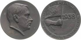 Drittes Reich
 Zinkmedaille 1938 (H. Wernstein) Eingliederung des Sudetenlandes an das deutsche Reich. Kopf Hitlers nach rechts / Hand hält Fahne vor...